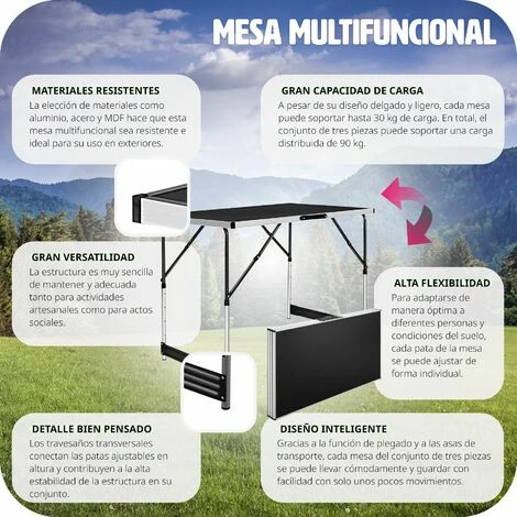 Mesa De Trabajo De Aluminio 3 Piezas - Set De Mesas Plegables Para Taller, Mesa Multiusos Portátil Para Trabajar, Mesa Con Estructura Estable Para Tapizar 3 Mesa De Trabajo De Aluminio 3 Piezas - Set De Mesas Plegables Para Taller, Mesa Multiusos Portátil Para Trabajar, Mesa Con Estructura Estable Para Tapizar - Imagen 3