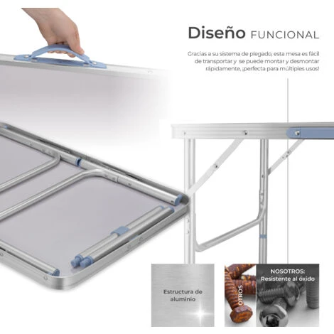 Mesa De Aluminio Plegable 75x55x68cm - Mesa De Camping, Mesa De Picnic, Mesa Desmontable 3 Mesa De Aluminio Plegable 75x55x68cm - Mesa De Camping, Mesa De Picnic, Mesa Desmontable - Imagen 3