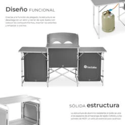 Cocina De Camping 172x52x104cm - Cocina Plegable De Madera Y Aluminio, Cocinilla De Camping Para Cocina De Gas Con Bolsa, Cocina De Camping Gas Con Patas Ajustables -Mano Mano Ventas 56500745 3