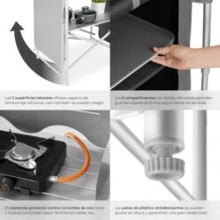 Cocina De Camping 172x52x104cm - Cocina Plegable De Madera Y Aluminio, Cocinilla De Camping Para Cocina De Gas Con Bolsa, Cocina De Camping Gas Con Patas Ajustables -Mano Mano Ventas 56500745 5