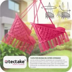 Silla Colgante Grazia - Columpio De Cesta Con Cojín, Asiento Colgante Con Estructura De Acero, Silla Colgante Para Jardín Con Trenzado De Algodón -Mano Mano Ventas 56500944 3