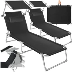 2 Tumbonas Chloe - Tumbona De Jardín Plegable, Mueble Para Patio Con Respaldo Ajustable, Asiento De Terraza Impermeable