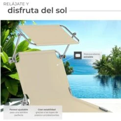 Tumbona Chloe - Tumbona De Jardín Plegable, Mueble Para Patio Con Respaldo Ajustable, Asiento De Terraza Impermeable -Mano Mano Ventas 56500981 3