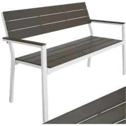 Banco De Jardín Line Con Estructura De Aluminio 128x59x88cm - Banco De Jardín, Asiento Exterior, Banco Para El Porche