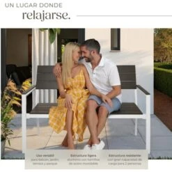 Banco De Jardín Line Con Estructura De Aluminio 128x59x88cm - Banco De Jardín, Asiento Exterior, Banco Para El Porche -Mano Mano Ventas 56501052 3