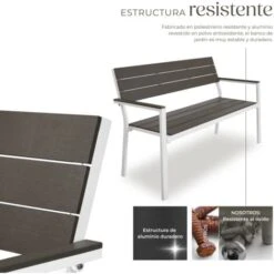 Banco De Jardín Line Con Estructura De Aluminio 128x59x88cm - Banco De Jardín, Asiento Exterior, Banco Para El Porche -Mano Mano Ventas 56501052 4