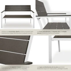 Banco De Jardín Line Con Estructura De Aluminio 128x59x88cm - Banco De Jardín, Asiento Exterior, Banco Para El Porche -Mano Mano Ventas 56501052 5