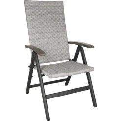 Silla De Jardín De Ratán Plegable Melbourne - Sillón De Poliratán Compacto, Mueble De Ratán Sintético Impermeable, Asiento De Jardín Con Estructura De Aluminio