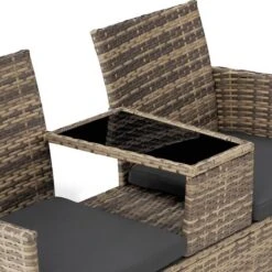 Banco De Jardín De Poli Ratán Con Mesa - Mueble De Exterior De Poli Ratán, Muebles De Ratán Sintético Con Cojines Y Fundas, Asientos De Jardín Con Estructura De Acero -Mano Mano Ventas 56501220 4