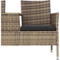 Banco De Jardín De Poli Ratán Con Mesa - Mueble De Exterior De Poli Ratán, Muebles De Ratán Sintético Con Cojines Y Fundas, Asientos De Jardín Con Estructura De Acero -Mano Mano Ventas 56501220 5