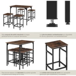 Juego De Mesa Bistró Edimburgo 4 + 1 - Juego De Mesa Para Bar, Conjunto De Muebles Moderno Para Bistró, Set Minimalista De Taburetes -Mano Mano Ventas 56501617 5