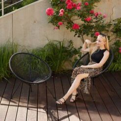 Conjunto De 2 Sillas Retro Santana Estilo Acapulco - Sillas Tipo Acapulco, Sillas De Hilos Elásticos Estilo Retro Ligeras, Asiento Cómodo Estable De Acero -Mano Mano Ventas 56501654 4