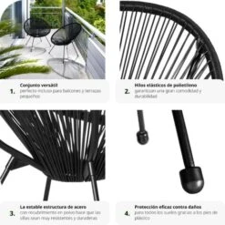 Conjunto De 2 Sillas Retro Santana Estilo Acapulco - Sillas Tipo Acapulco, Sillas De Hilos Elásticos Estilo Retro Ligeras, Asiento Cómodo Estable De Acero -Mano Mano Ventas 56501654 5