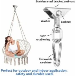 Gancho De Techo De Acero Inoxidable De Alta Resistencia 350 KG, Rotación De 360 ° Gancho De Columpio Para Colgar, Gancho De Soporte De Montaje En Techo Para Silla, Colgante, Saco De Boxeo, Boxeo, Hama -Mano Mano Ventas 56879634 3