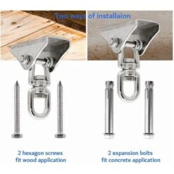 Gancho De Techo De Acero Inoxidable De Alta Resistencia 350 KG, Rotación De 360 ° Gancho De Columpio Para Colgar, Gancho De Soporte De Montaje En Techo Para Silla, Colgante, Saco De Boxeo, Boxeo, Hama -Mano Mano Ventas 56879634 4