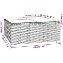 Mesita De Centro Jardín Ratán Sintético Vidrio Gris 60x60x30 Cm VidaXL -Mano Mano Ventas 57300578 3