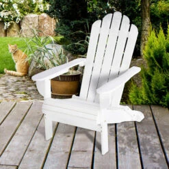 OUTSUNNY Silla Adirondack De Madera Plegable Silla De Jardín Con Reposabrazos Y Respaldo Alto Para Terraza Balcón Exterior Carga Max. 113 Kg 73x88x93 Cm -Mano Mano Ventas 57359220 3