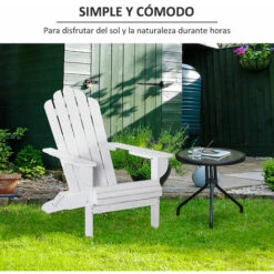 OUTSUNNY Silla Adirondack De Madera Plegable Silla De Jardín Con Reposabrazos Y Respaldo Alto Para Terraza Balcón Exterior Carga Max. 113 Kg 73x88x93 Cm -Mano Mano Ventas 57359220 4