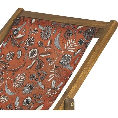 Conjunto De 2 Tumbonas De Jardín De Tela Madera De Acacia Clara Patrón Floral Reclinable Plegable Anzio 5 Conjunto De 2 Tumbonas De Jardín De Tela Madera De Acacia Clara Patrón Floral Reclinable Plegable Anzio - Imagen 5