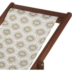 Conjunto De 2 Tumbonas De Jardín De Tela Beige Madera De Acacia Oscura Reclinable Plegable Anzio -Mano Mano Ventas 57767320 5