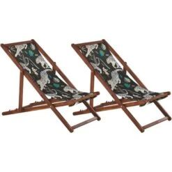 Conjunto De 2 Tumbonas De Jardín De Tela Madera De Acacia Oscura Patrón Animal Reclinable Plegable Anzio 8 Conjunto De 2 Tumbonas De Jardín De Tela Madera De Acacia Oscura Patrón Animal Reclinable Plegable Anzio -Mano Mano Ventas 57767322 4