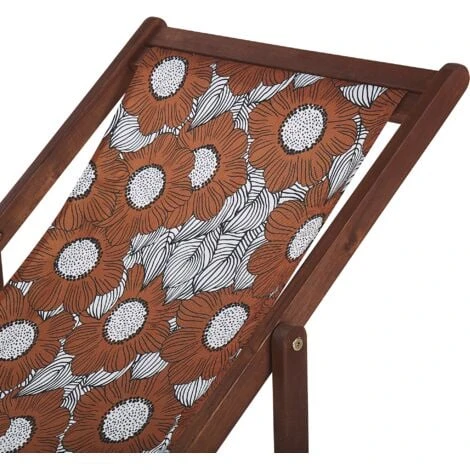 Conjunto De 2 Tumbonas De Jardín De Tela Madera De Acacia Oscura Patrón De Amapolas Reclinable Plegable Anzio 5 Conjunto De 2 Tumbonas De Jardín De Tela Madera De Acacia Oscura Patrón De Amapolas Reclinable Plegable Anzio - Imagen 5