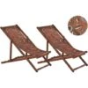 Conjunto De 2 Tumbonas De Jardín De Tela Madera De Acacia Oscura Patrón Floral Reclinable Plegable Anzio