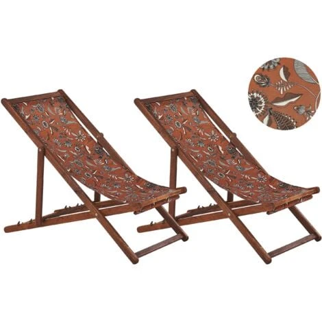 Conjunto De 2 Tumbonas De Jardín De Tela Madera De Acacia Oscura Patrón Floral Reclinable Plegable Anzio 1 Conjunto De 2 Tumbonas De Jardín De Tela Madera De Acacia Oscura Patrón Floral Reclinable Plegable Anzio