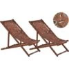 Conjunto De 2 Tumbonas De Jardín De Tela Madera De Acacia Oscura Patrón Floral Reclinable Plegable Anzio