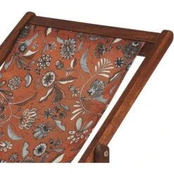 Conjunto De 2 Tumbonas De Jardín De Tela Madera De Acacia Oscura Patrón Floral Reclinable Plegable Anzio -Mano Mano Ventas 57767344 5