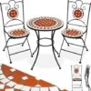Conjunto De Mesa Ø 60cm + 2 Sillas Mosaico - Mesa Mosaico De Jardín Con Sillas, Set De Mesa Y Sillas Estilo Mosaico De Cerámica, Muebles De Jardín Con Estructura Metálica