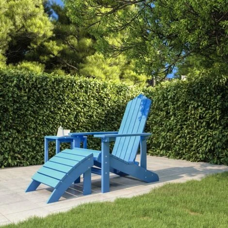 Silla De Jardín Adirondack Con Reposapiés HDPE Azul Aguamarina VidaXL 2 Silla De Jardín Adirondack Con Reposapiés HDPE Azul Aguamarina VidaXL - Imagen 2