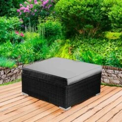 Taburete De Jardín Para Conjuntos De Muebles De Jardín De Polirratán (15 Modelos), Disponible En 3 Colores. Sillón De Jardín De 1 Plaza En Negro - BRAST