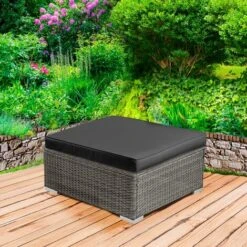 Taburete De Jardín Para Conjuntos De Muebles De Jardín De Polirratán (15 Modelos), Disponible En 3 Colores. Sillón De Jardín De 1 Plaza En Gris - BRAST