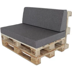 Ventadecolchones - Conjunto De Respaldo Y Asiento Para Sofá Palet: Respaldo 120x40 Cm + Asiento 120x80 Cm Desenfundables En Loneta Premium Gris