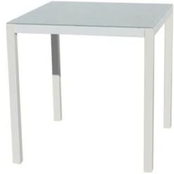Mesa De Aluminio Cuadrada Con Cristal 70x70x72cm Brasilia