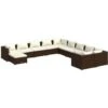 Set Muebles De Jardín 11 Pzas Y Cojines Ratán Sintético Marrón VidaXL