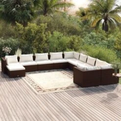 Set Muebles De Jardín 11 Pzas Y Cojines Ratán Sintético Marrón VidaXL -Mano Mano Ventas 58522677 2