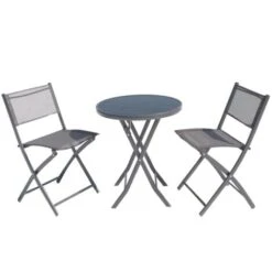 Conjunto Para Balcón 2 Plazas De Acero Gris COLISÉE