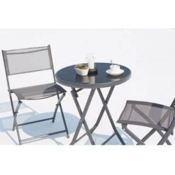 Conjunto Para Balcón 2 Plazas De Acero Gris COLISÉE -Mano Mano Ventas 58584102 3