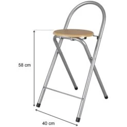 Taburete Plegable De Cocina Silla Plegable De Plata Y Madera 37x45x80 Cm -Mano Mano Ventas 58739705 3