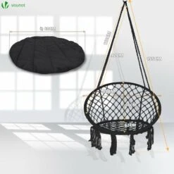VOUNOT Silla Colgante Columpio Hamaca Con Cojín Redondo Negro -Mano Mano Ventas 59039081 4