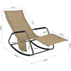 Tumbona, Mecedora Con Bolsillo Lateral, Estructura De Hierro, Malla Transpirable Teslin, Cómodo, Soporta Hasta 120 Kg OGS47-KA SoBuy ES -Mano Mano Ventas 59039335 2
