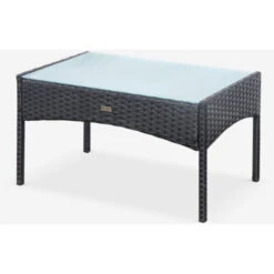 Muebles De Jardín, Conjunto Sofá De Exterior, Resina Trenzada, Negro Crudo, 4 Plazas -Mano Mano Ventas 59243198 4