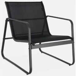 Salón De Jardín En Metal Y Textileno Para 4 Personas, Negro, Moderno -Mano Mano Ventas 59243240 3