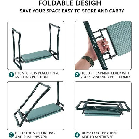 Taburete Jardín Plegable Con Bolsa De Herramientas Asiento De Jardinería Carga 150kg Para Pesca Picnic Viajes 4 Taburete Jardín Plegable Con Bolsa De Herramientas Asiento De Jardinería Carga 150kg Para Pesca Picnic Viajes - Imagen 4