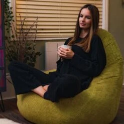 Loft 25 Adulto Highback Porduroy Bean Bag Bag Sala De Estar Interior Gaming Bagbag Bolse, Lima -Mano Mano Ventas 60310186 4