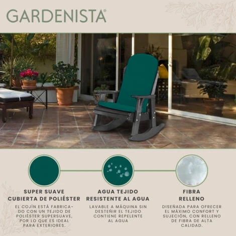 Gardenista Cojín De Asiento Para Silla De Exterior De Calidad Superior Y Respaldo Alto Con Correas De Seguridad Para Jardín, Cojín De Asiento Para Silla Duradero Con Cremallera Oculta, Verde 3 Gardenista Cojín De Asiento Para Silla De Exterior De Calidad Superior Y Respaldo Alto Con Correas De Seguridad Para Jardín, Cojín De Asiento Para Silla Duradero Con Cremallera Oculta, Verde - Imagen 3