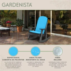 Gardenista Cojín De Asiento Para Silla De Exterior De Calidad Superior Y Respaldo Alto Con Correas De Seguridad Para Jardín, Cojín De Asiento Para Silla Duradero Con Cremallera Oculta, Turquesa -Mano Mano Ventas 60310506 3