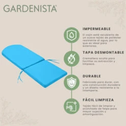 Gardenista Cojín De Asiento Para Silla De Exterior De Calidad Superior Y Respaldo Alto Con Correas De Seguridad Para Jardín, Cojín De Asiento Para Silla Duradero Con Cremallera Oculta, Turquesa -Mano Mano Ventas 60310506 4